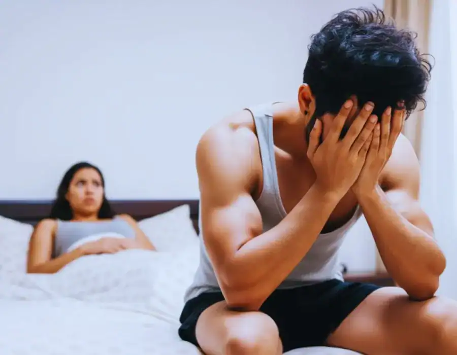 Image of upset man in need of erectile dysfunction treatment Irvine
